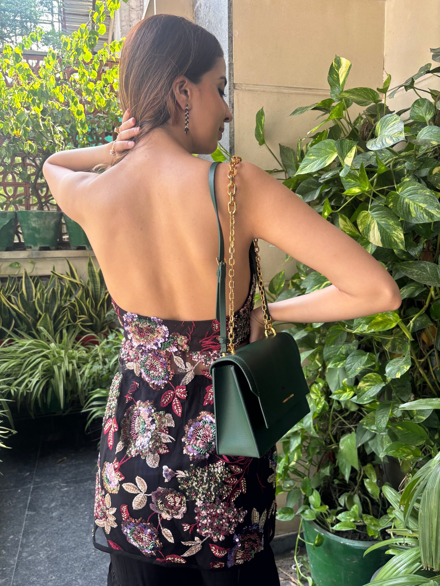 Black gharara with embroidered blouse